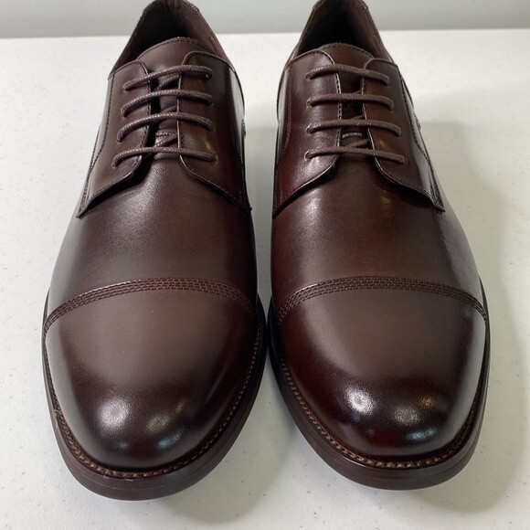 Zanzara Gauguin Cap Toe Oxford Brown Leather Lace Up Low Top Dress Shoe - Picture 9 of 16